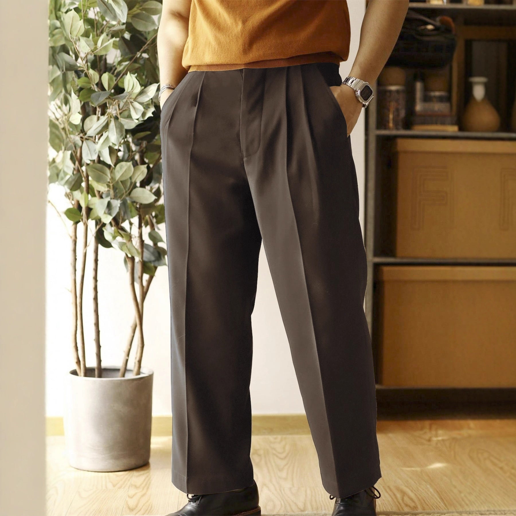 Pantalons décontractés pour hommes, coupe ample, coupe droite, jambes larges