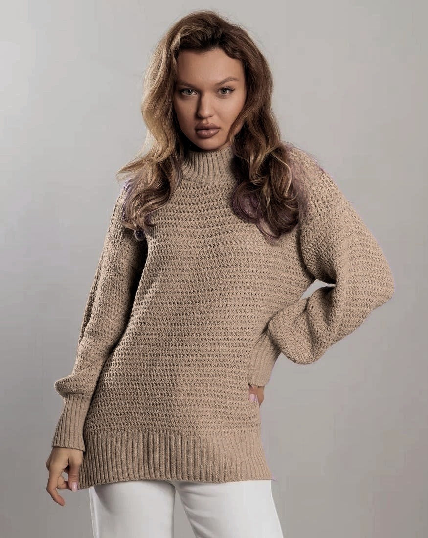 Pull à manches longues et bas fendu