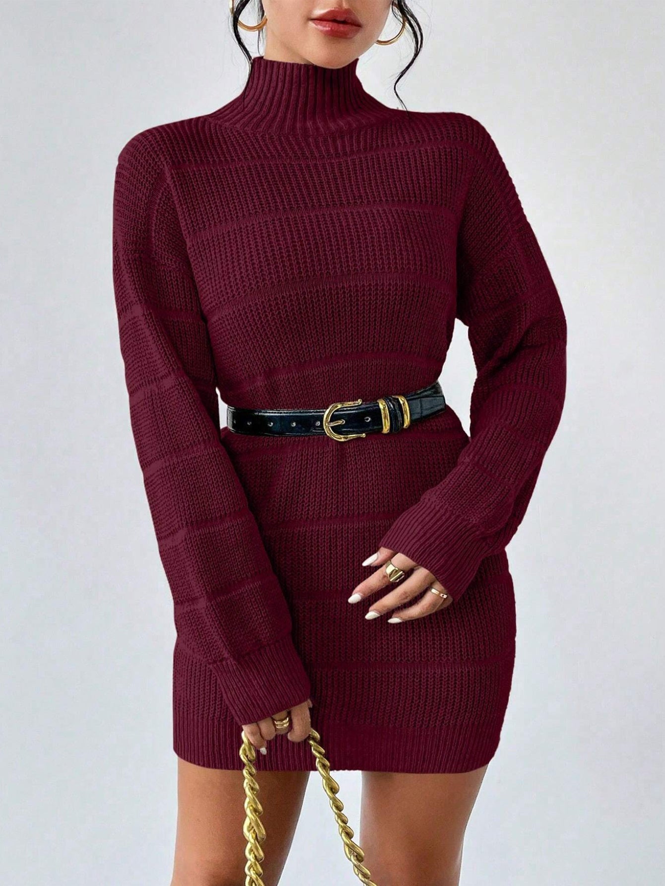 Robe en tricot à col mi-haut