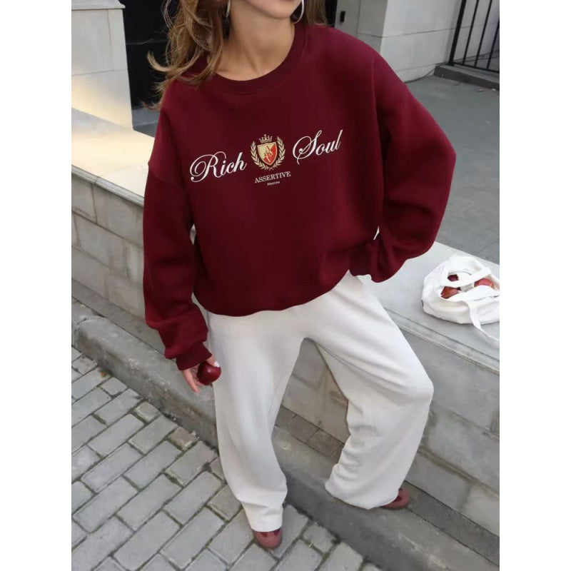 Pull col rond imprimé mode femme