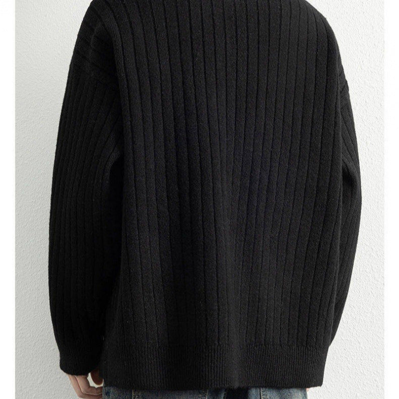 Pull ample à demi-fermeture éclair texturé en tricot pour homme