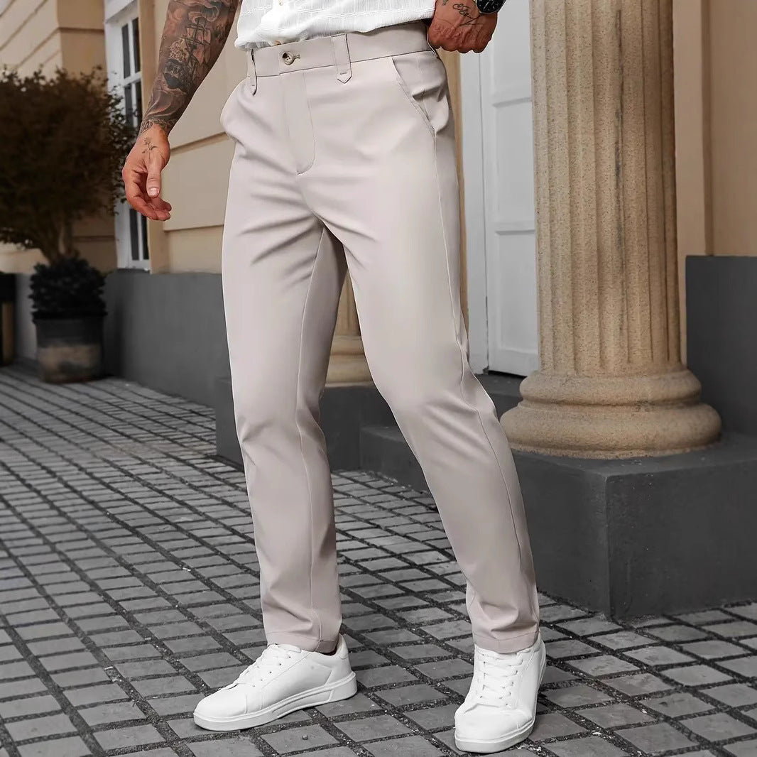 Pantalon d'affaires décontracté et polyvalent pour homme, couleur unie