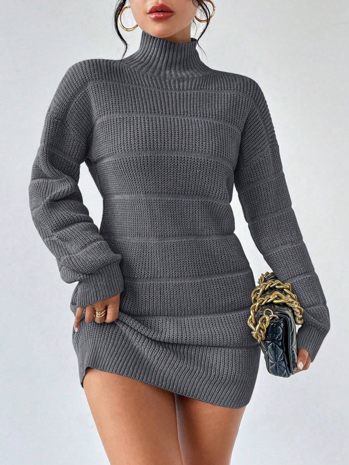 Robe en tricot à col mi-haut